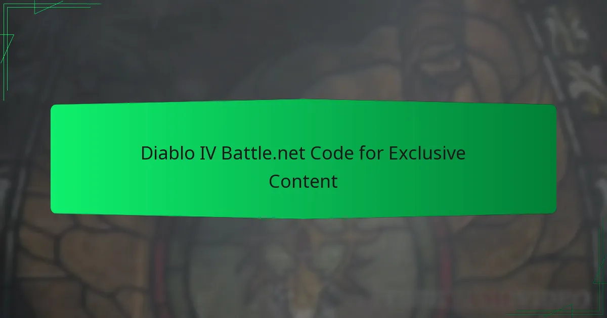 Diablo IV Battle.net Code for Exclusive Content